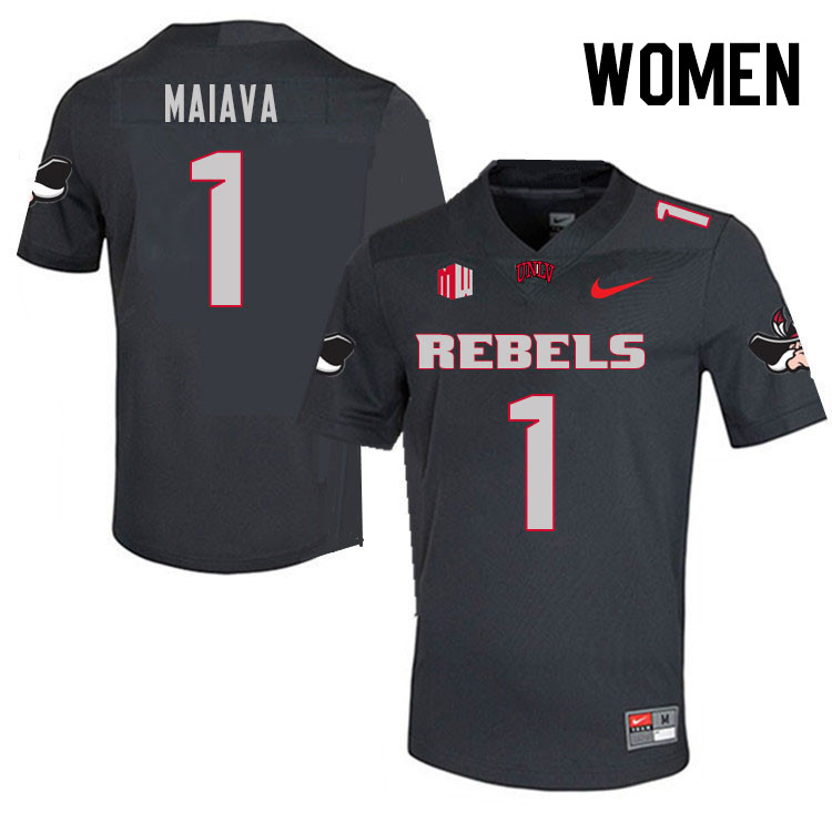 Women #1 Jayden Maiava UNLV Rebels College Football Jerseys Stitched Sale-Charcoal - Click Image to Close